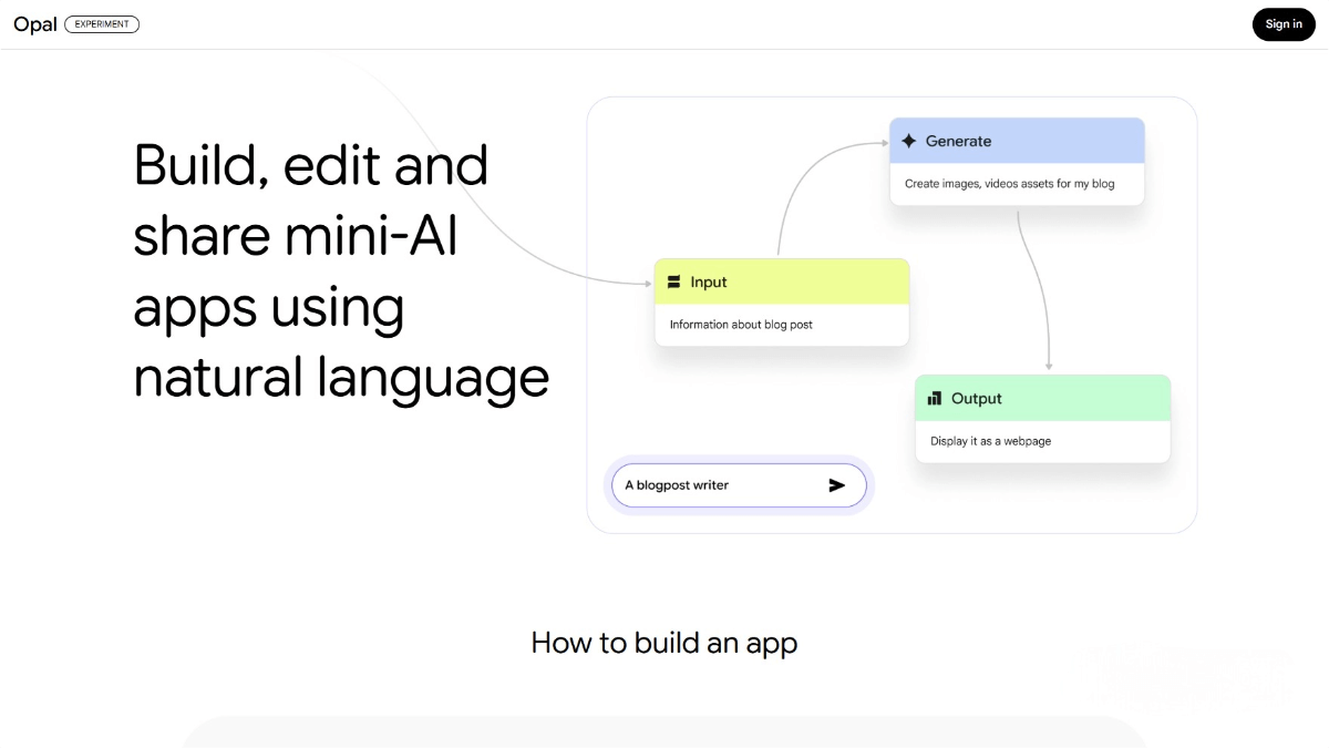 Opal – Google's AI-Powered Workflow Generation Platform
