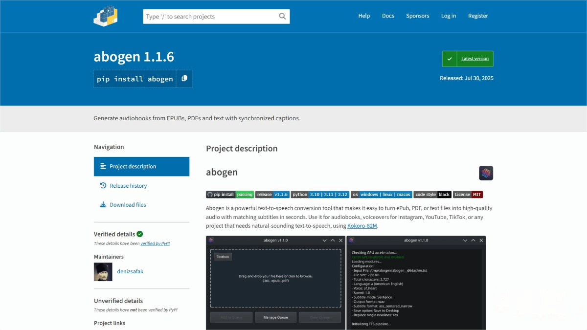 abogen – Open-source AI Text-to-Speech Tool with Subtitle Generation Support