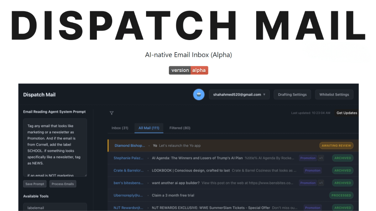 DispatchMail – An Open-Source AI Email Assistant for Automated Inbox Management