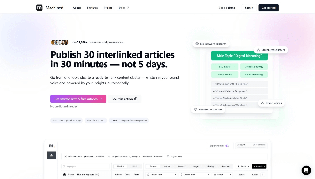 Machined AI – An AI-powered content creation platform that automatically completes a variety of creative tasks