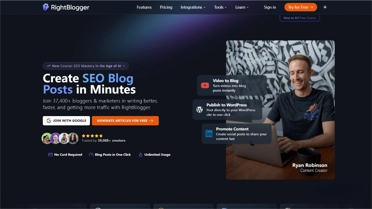 RightBlogger – An AI content creation platform that optimizes SEO articles with one click