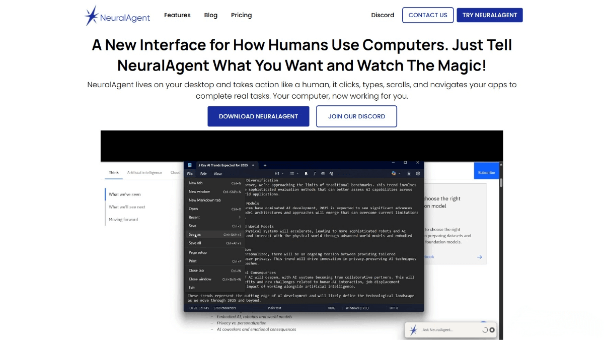 NeuralAgent – An open-source desktop AI assistant that executes complex tasks through natural language