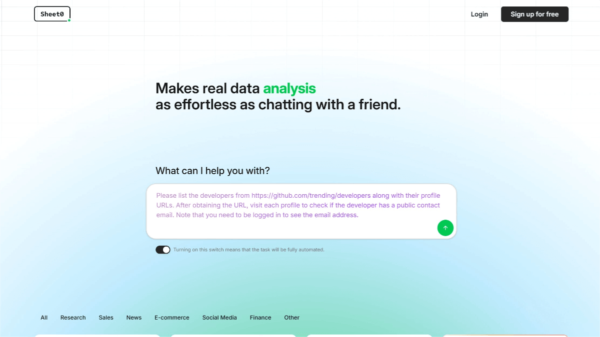 Sheet0 – An L4-level Data Agent that transforms any data source into a structured data table