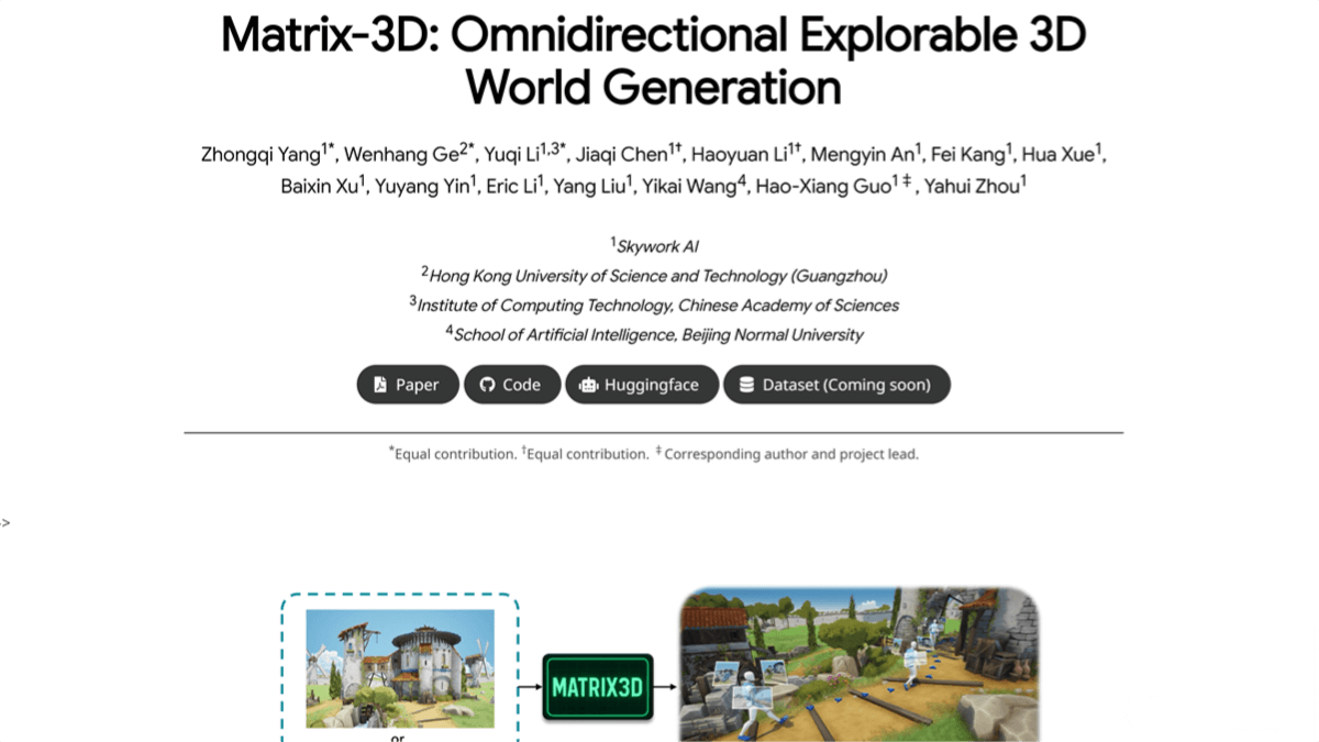 Matrix-3D – 3D World Model Open-Sourced by Kunlun Wanwei