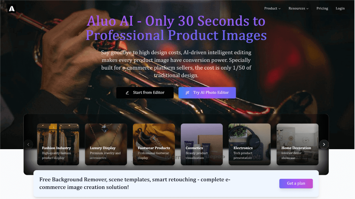 Aluo AI – An AI image processing platform for generating high-quality product images