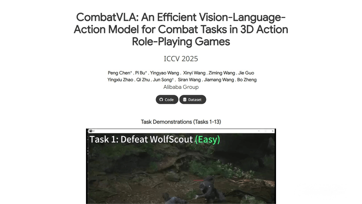 CombatVLA – a 3D action game–specific VLA model launched by Taotian Group