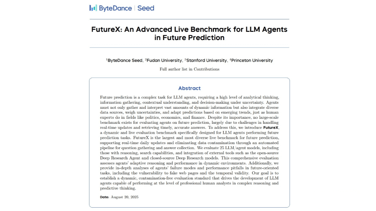 FutureX – A Dynamic Real-Time Evaluation Benchmark Launched by ByteDance in Collaboration with Fudan University and Other Institutions