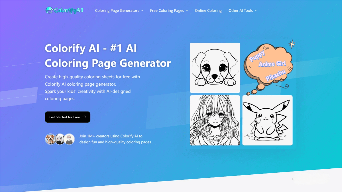 Colorify AI – AI image coloring tool, instantly generates line art or coloring pages with AI