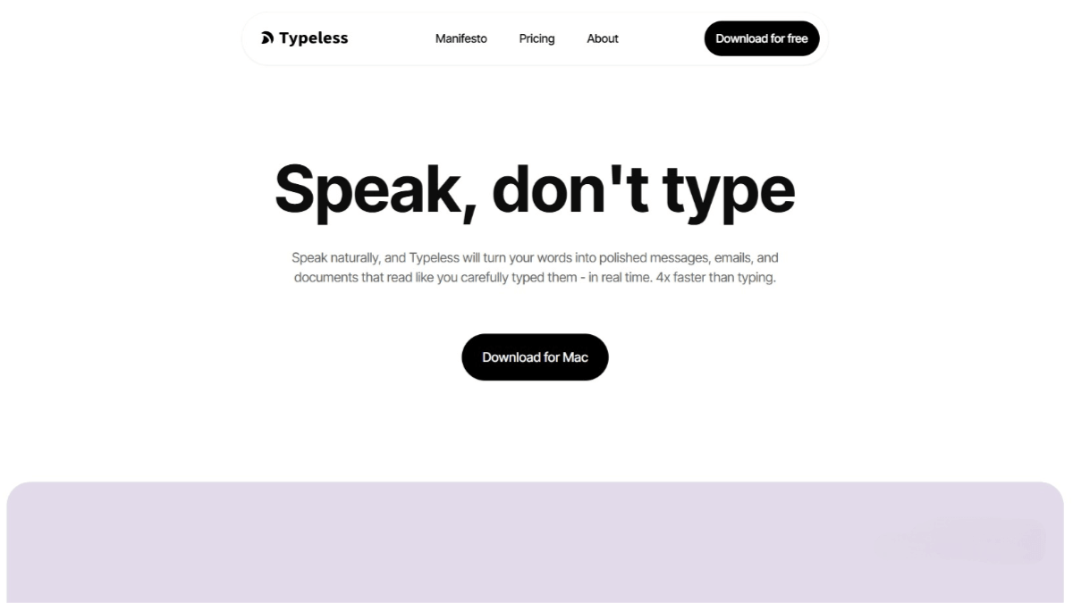 Typeless – AI-powered speech-to-text tool that automatically removes filler words