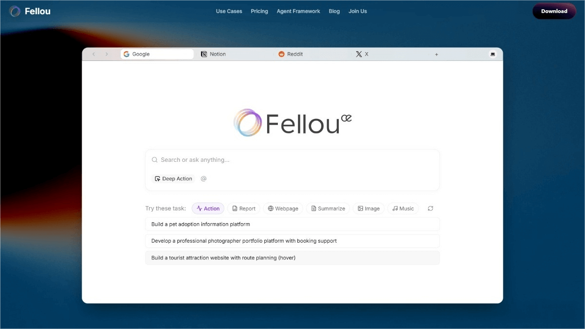 Fellou CE – A spatial agentic browser launched by Fellou AI