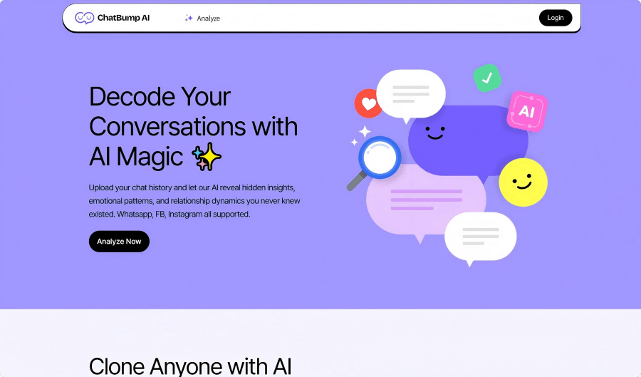 ChatBump AI – an AI chat analysis platform that provides in-depth insights into emotions and relationships