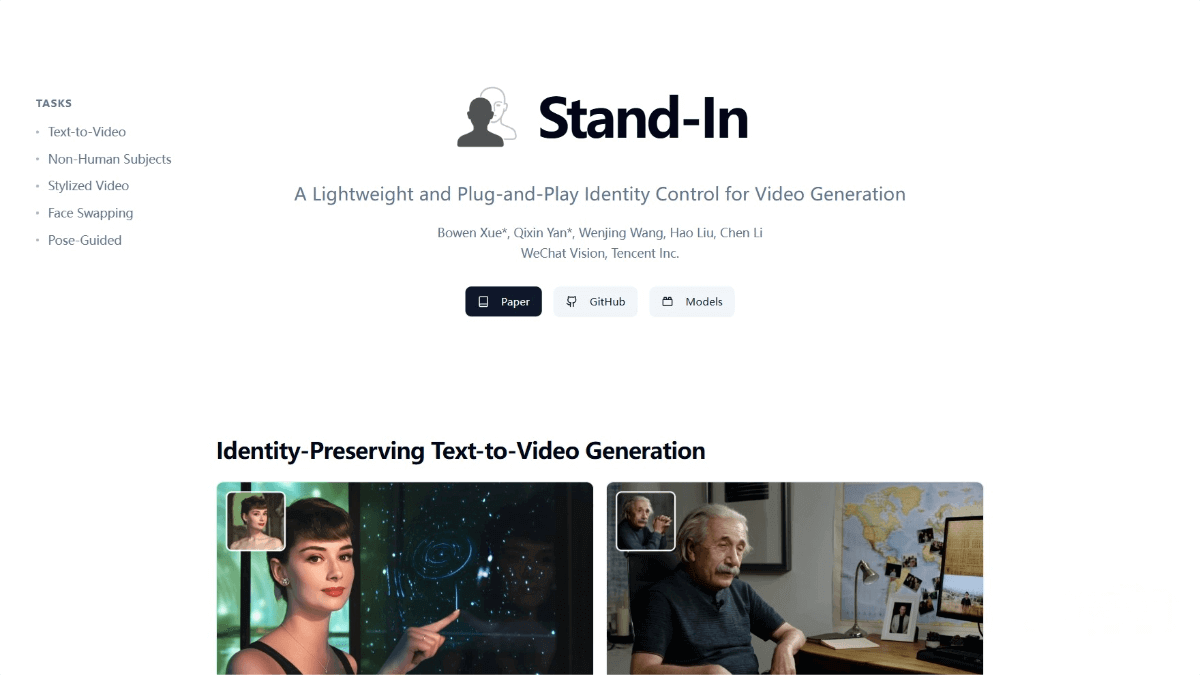 Stand-In – A video generation framework launched by Tencent WeChat