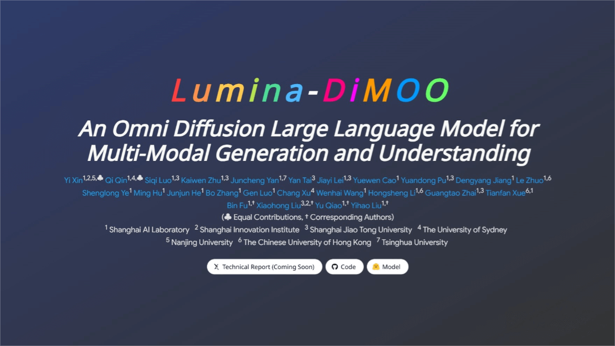 Lumina-DiMOO – a multimodal generation and understanding model launched by Shanghai AI Lab
