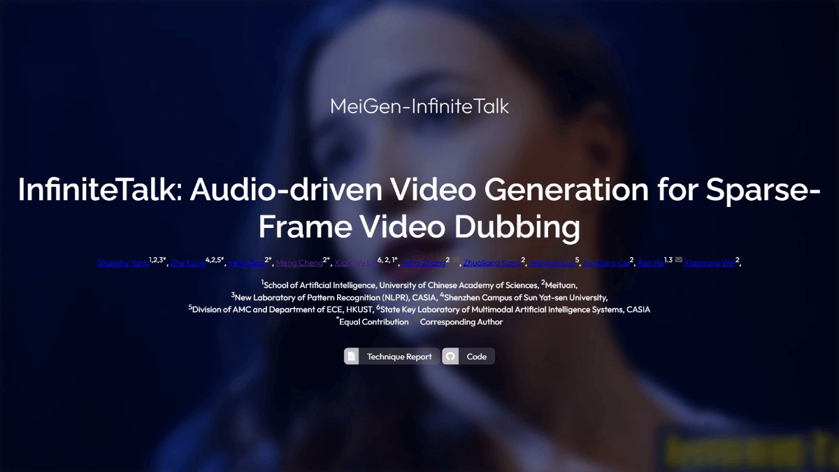 InfiniteTalk – a digital human video generation framework open-sourced by Meituan
