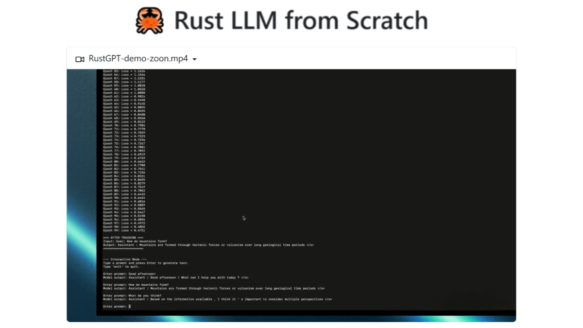 RustGPT – An AI Language Model for Automatic Text Completion Based on Input Content