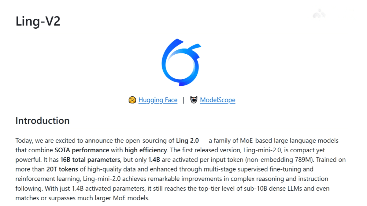 Ling-V2 – A large language model series launched by Ant Bailian