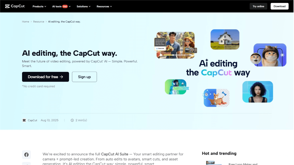 CapCut AI Suite – ByteDance’s all-in-one AI creative editing tool