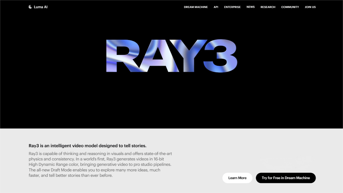 Ray3 – A reasoning video generation model launched by Luma AI