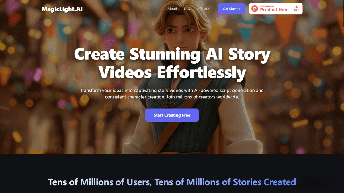 MagicLight AI – an AI-powered animation video creation platform with automatic storyboard generation