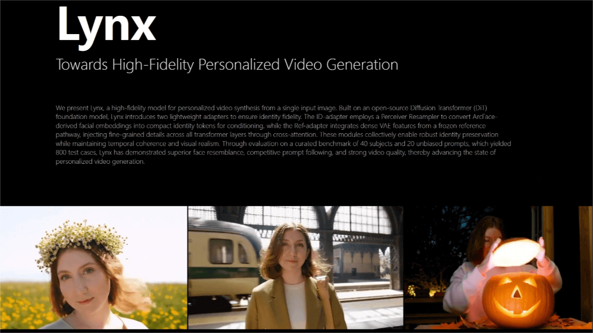 Lynx – High-Fidelity Personalized Video Generation Model Released by ByteDance