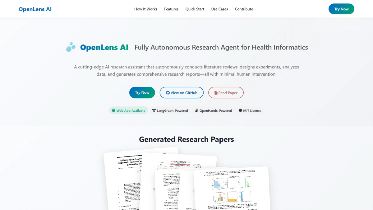 OpenLens AI – Medical Research AI Assistant Developed by Tsinghua University