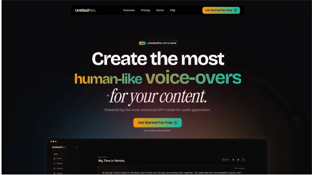 UntitledPen – an AI voice generation platform that allows users to freely choose and customize voices