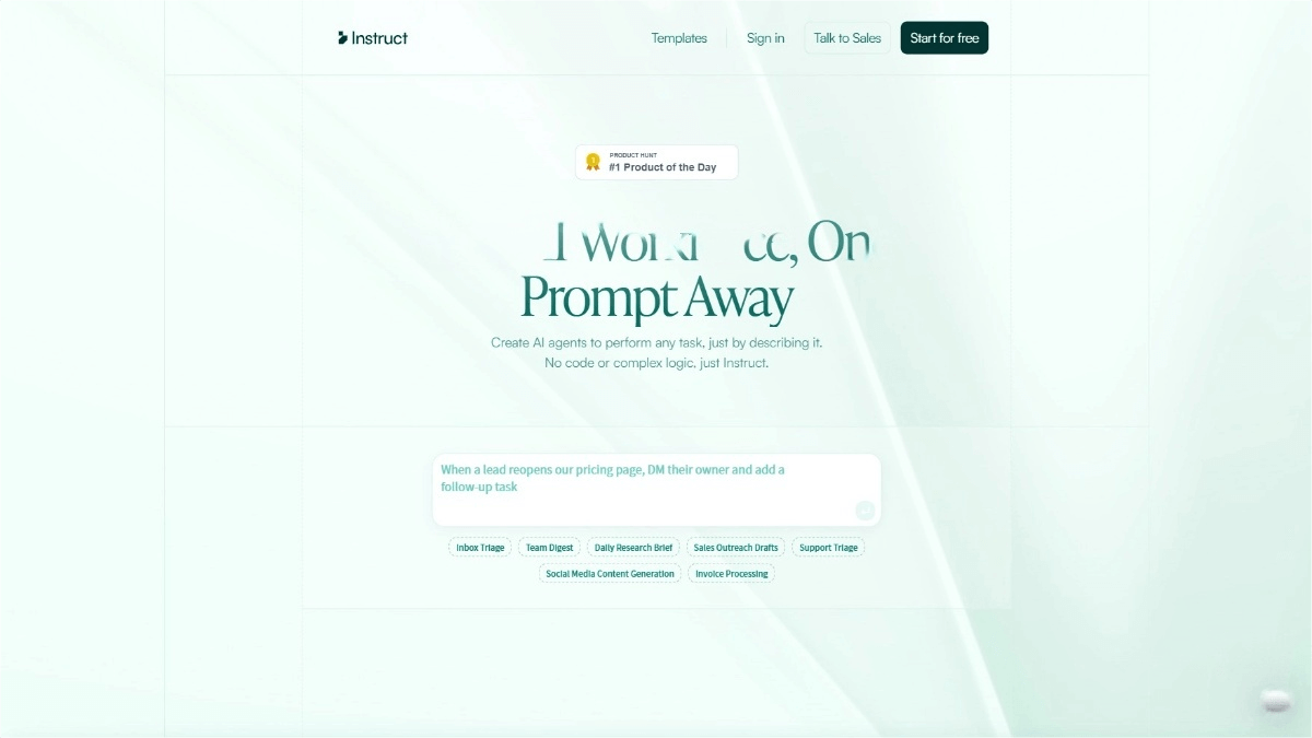 Instruct – a no-code platform for automatic creation and execution of AI Agents