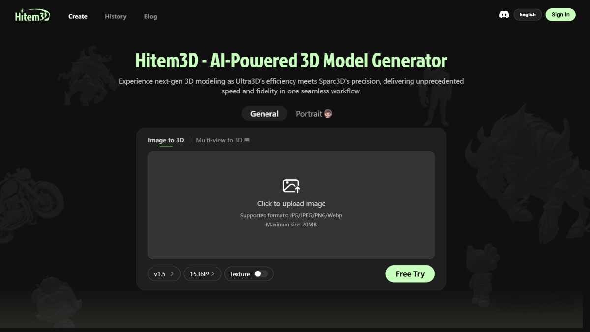 Hitem3D – AI 3D Model Generation Tool, Enables Seamless 2D-to-3D Conversion