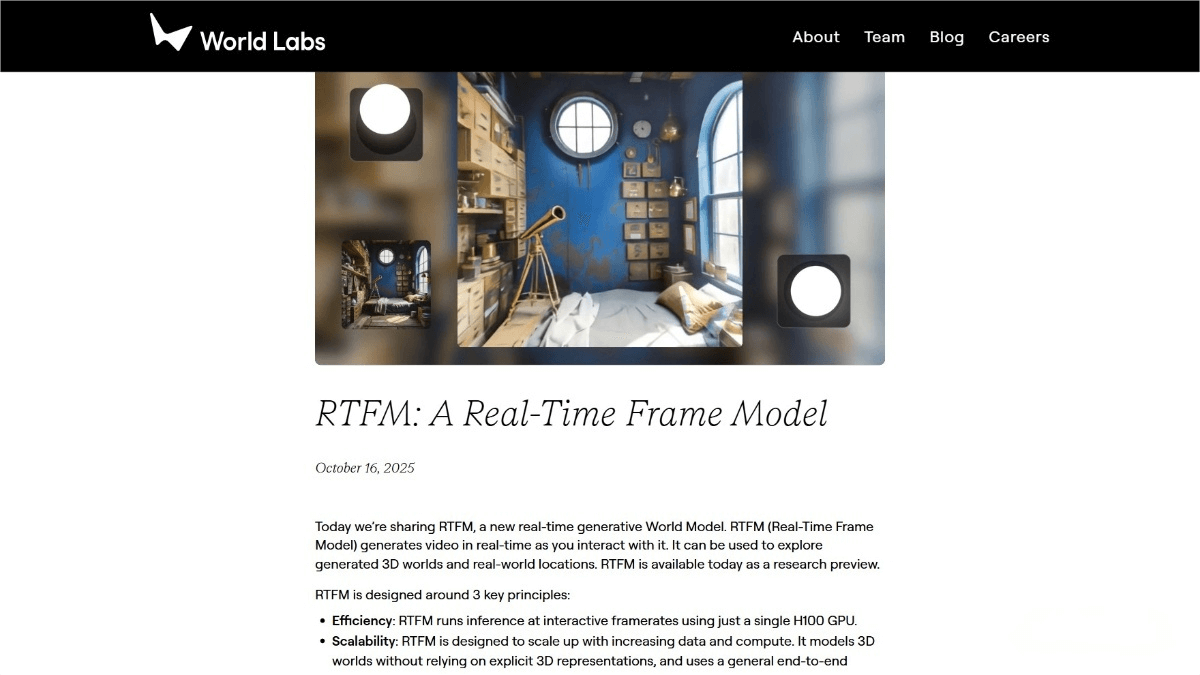 RTFM – a real-time generative world model developed by Fei-Fei Li’s team