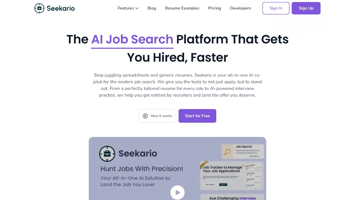 Seekario – AI Job Platform Offering Comprehensive Career Support