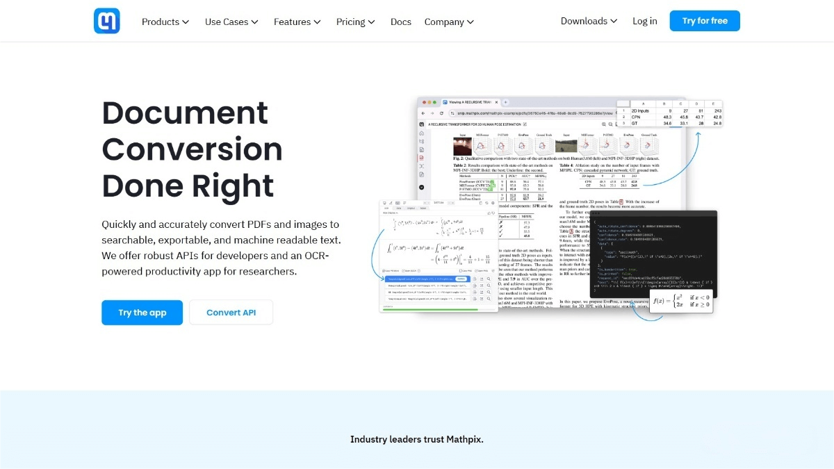 Mathpix – an AI-powered document conversion tool that transforms images and text into editable formats