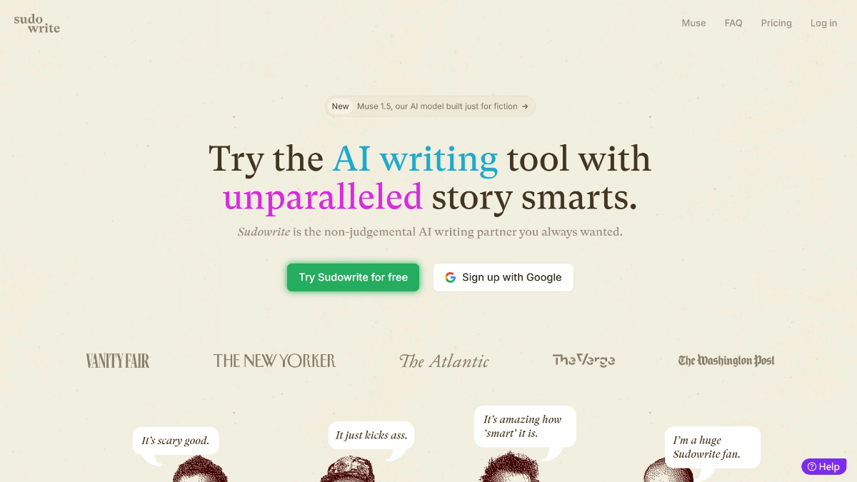 Sudowrite – an AI writing tool, focused on novel and screenplay creation