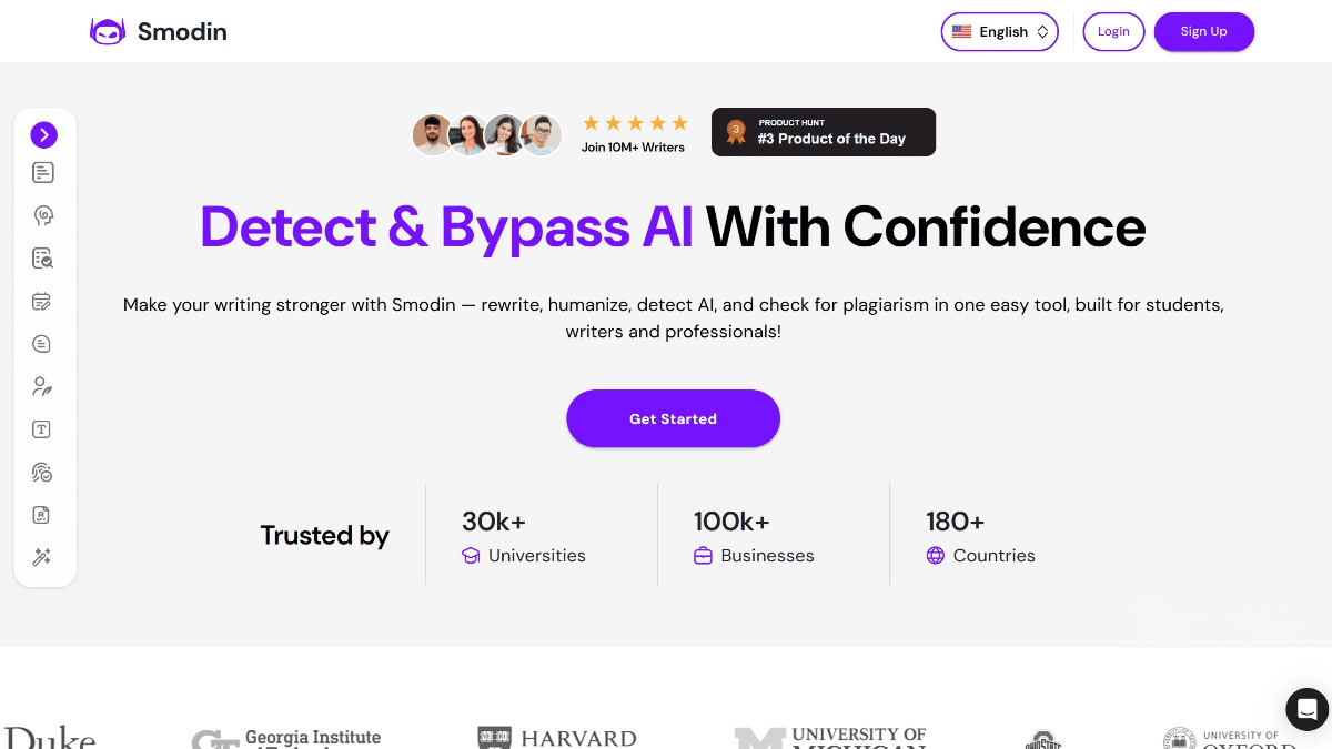 Smodin – AI writing assistant offering text rewriting, optimization, and detection features