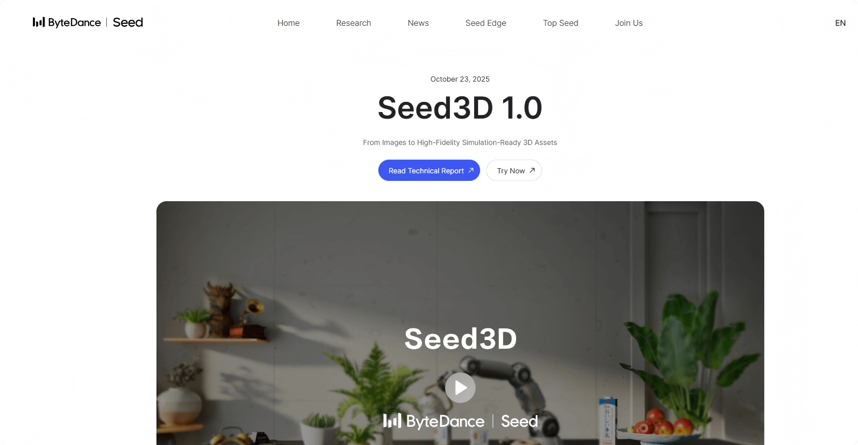 Seed3D 1.0 – ByteDance’s large-scale 3D generation model
