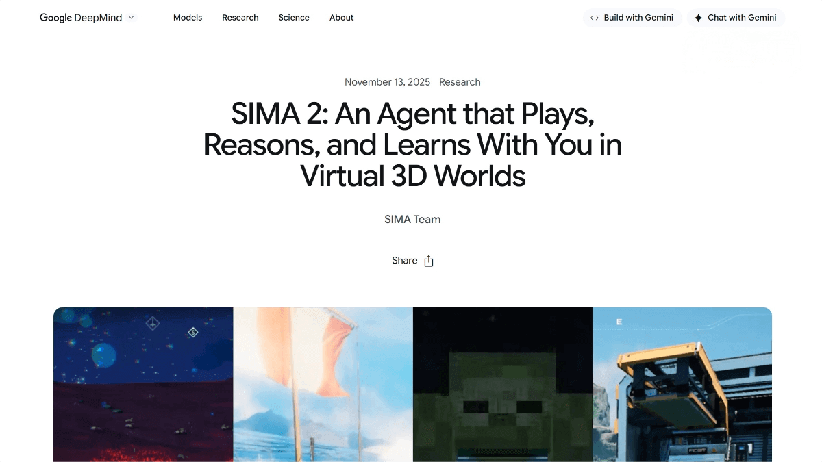 SIMA 2 – the latest generation of AI agents developed by Google DeepMind