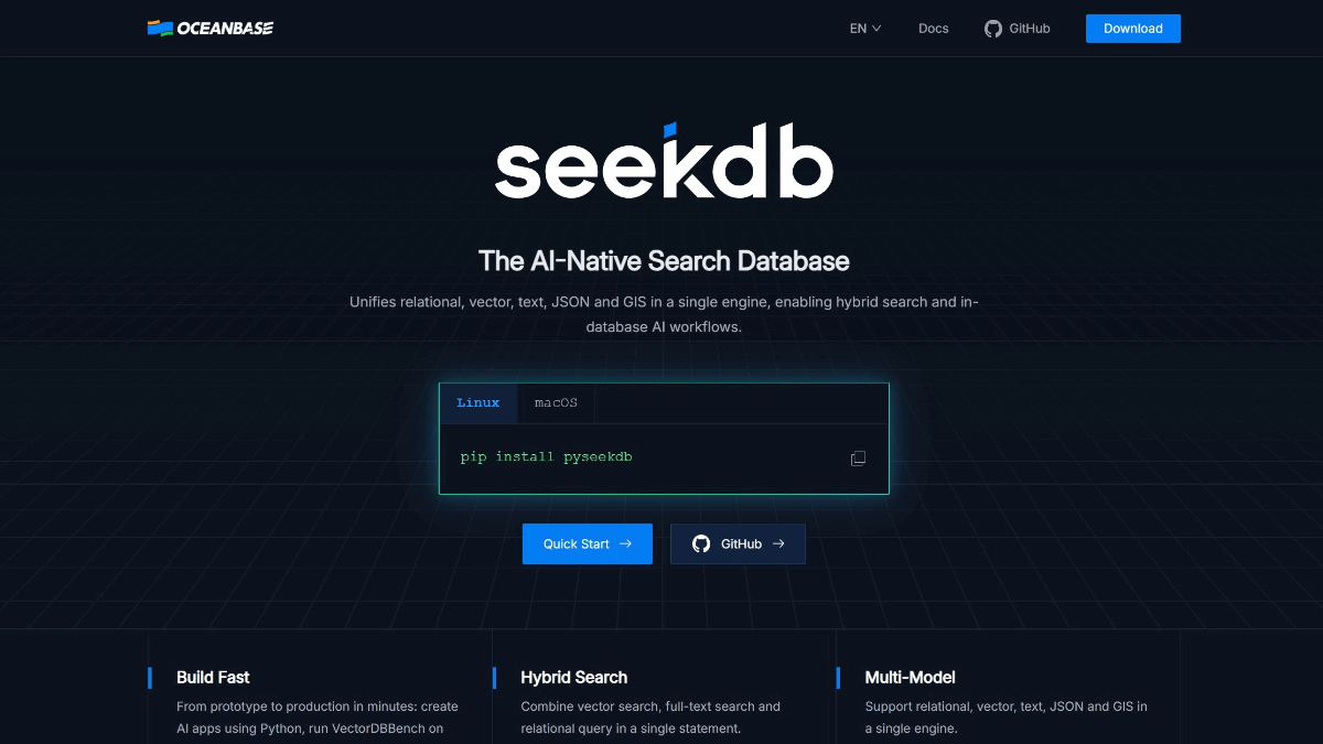Seekdb – OceanBase’s First Open-Source AI-Native Hybrid Search Database