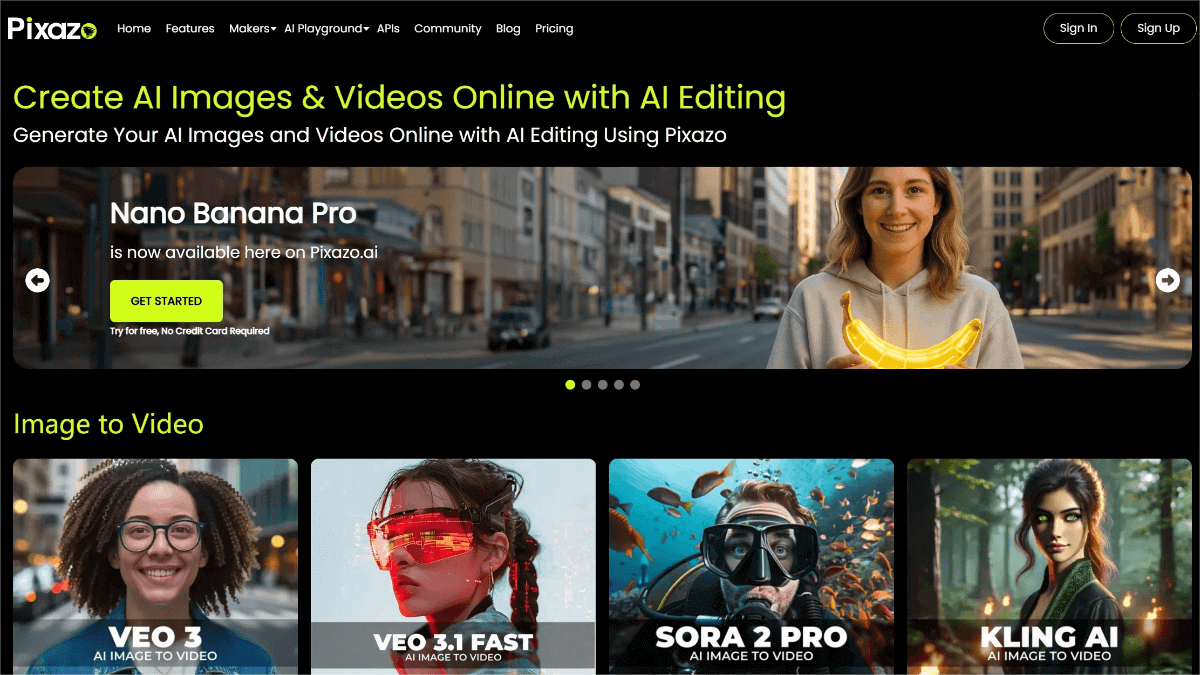Pixazo AI – an online AI image and video generation platform with instant content preview