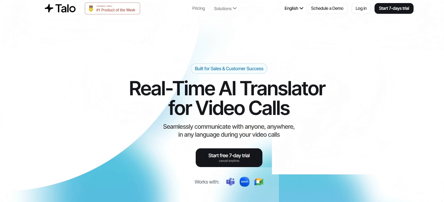 Talo is an AI-powered real-time speech translation tool that seamlessly integrates with major conferencing platforms