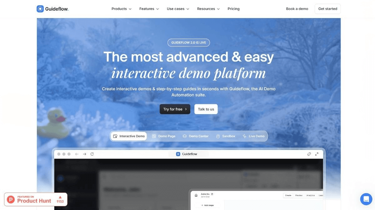 Guideflow — an AI-powered interactive demo platform that quickly captures and showcases product workflows